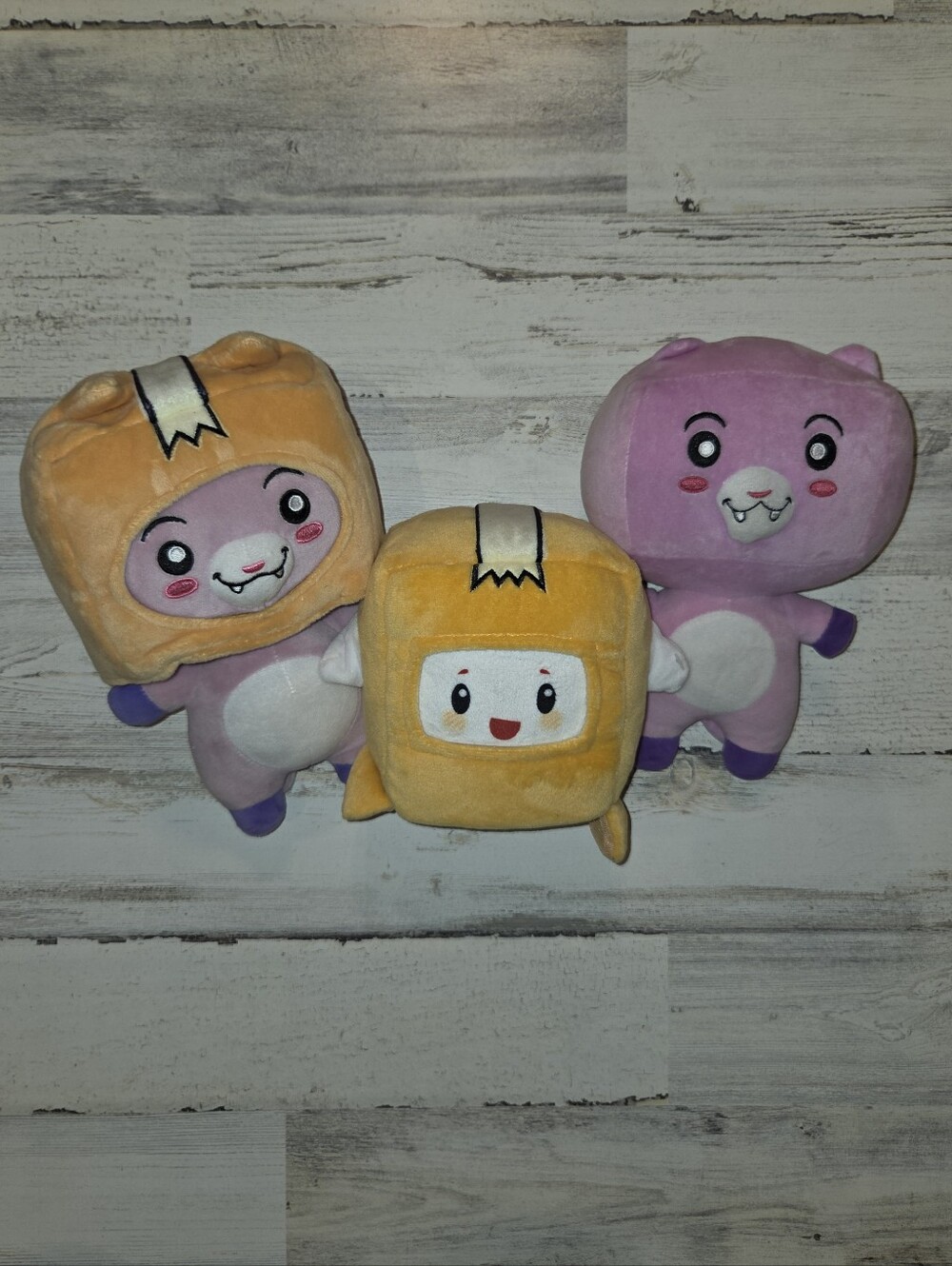 LankyBox Plush Character Set - Soft Kids Stuffed Animals Lot Of 3 Foxy Boxy